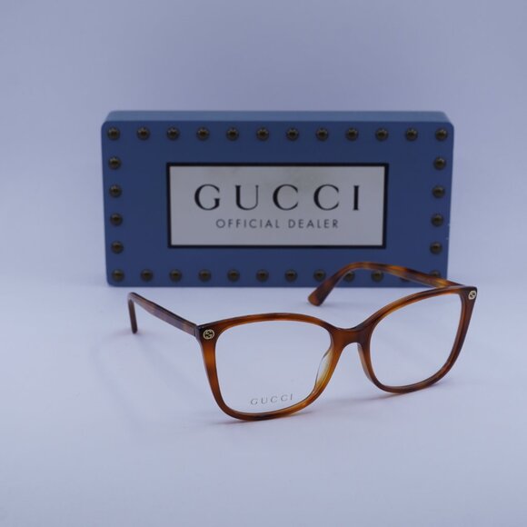 Gucci GG0026O 006 Cat Eye Eyeglasses - Light Havana 53mm - Picture 4 of 10